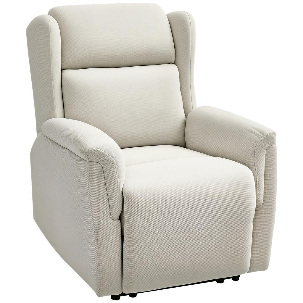Recliner, Adjustable Upholstered Chair with Footrest, Reclines 160 degrees, Linen Look, Quick Assembly, Beige