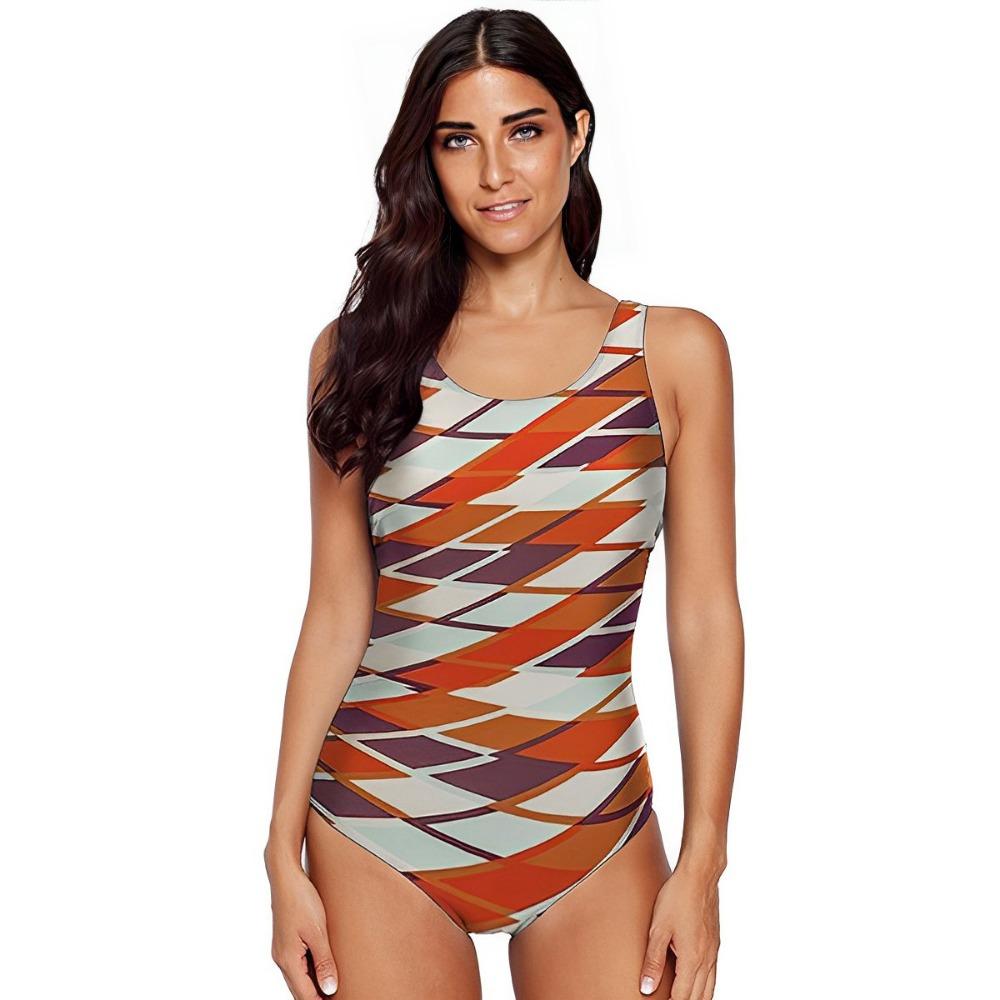 European and American Swimsuits Sexy Women Slim Gradual Change of Color Leak Back One-piece Bikini