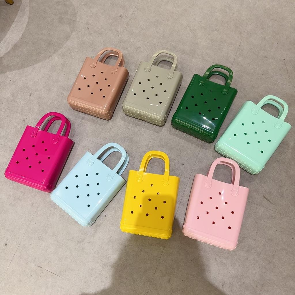 Borsa Gelatina Borsa con Fori Fai da Te Borsa da Donna Macaron Cesto da Spiaggia per Bucato Borsa in Pvc