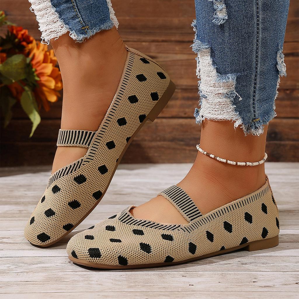 Dot Flat Knitted Breathable Soft Sole Versatile Casual Mary Single Shoe
