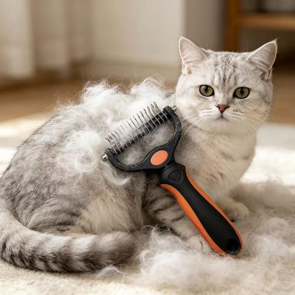 Double Sided Pet Dematting Comb Stainless Steel Undercoat Rake for Pet Efficiently Remove Mats and Tangles Custom Logo