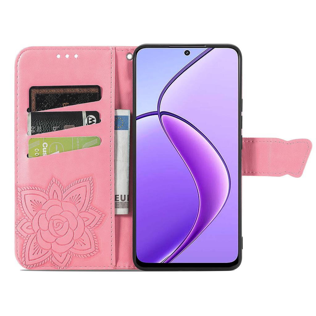 For Realme 12 5G Case Butterfly Imprinted PU Leather Magnetic Flip Stand Phone Cover
