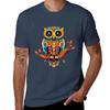 Vibrant Wisdom: Colorful Owl Artwork T-Shirt shirts graphic blue archive black t-shirts for men