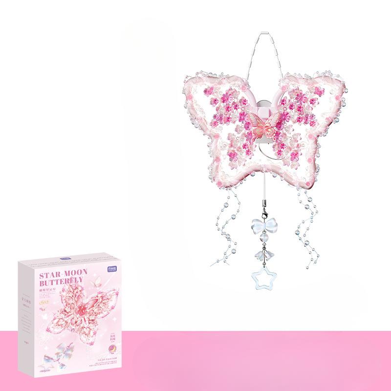 Lampa Gwiazda Motyl Klocki Budowlane Kwiat Atmosfera Lampka Nocna Zawieszka Mikro Cząsteczki Wkładane Zabawka Prezent Urodzinowy dla Dziewczynki