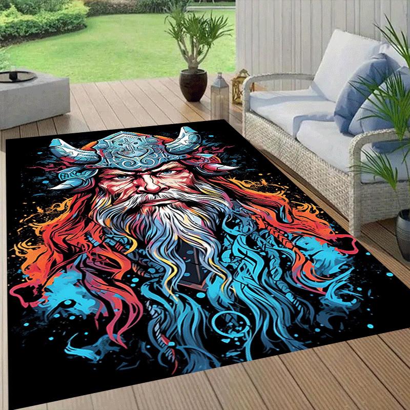1pc Handsome Thor Print, Design Area Rug - Soft, Anti-Slip, and Durable Gaming Room Decor for Bedroom, Living Room