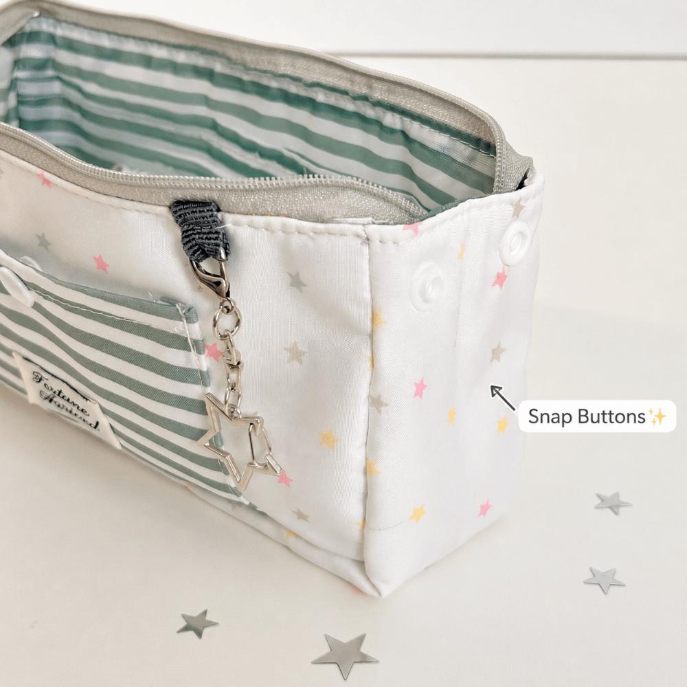 Astuccio Grande Capacità Stampa a Strisce Stellari Borsa Porta Cancelleria Kawaii Astuccio per Penne Studenti