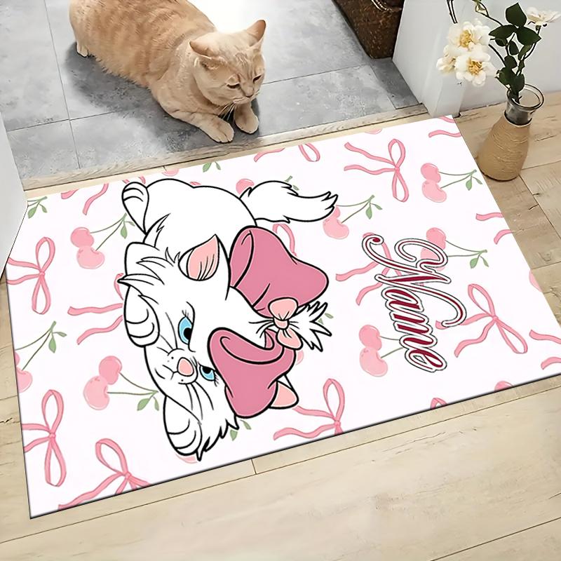 Custom Name Cheshire Cat Hearts Theme Carpet Rug Customizable Soft Washable Anti-Slip Home Living Room Sofa Mats Personalized Rug. 0909416