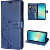 Case for Samsung Galaxy A27 5G, Anti-Scratch Protection Synthetic Leather Navy Blue Plant Pattern