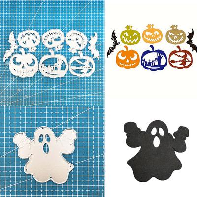 Halloween Calabazas Murciélagos Troqueles Cortes Para Hacer Tarjetas, Troqueles de Corte Fantasma, Molde de Corte de Metal de Calabaza, Troqueles de Scrapbooking, Plantilla de Grabado en Relieve Grabada