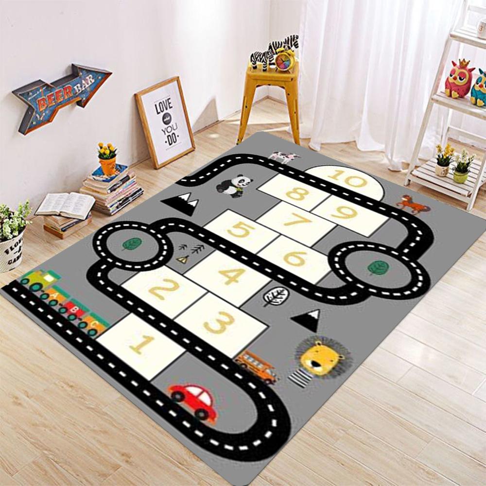 Roztomilý kreslený puzzle koberec Nadýchaná dekorace herny Dětský koberec k posteli do ložnice Podložka na hraní pro děti Kawaii dekorace pokoje