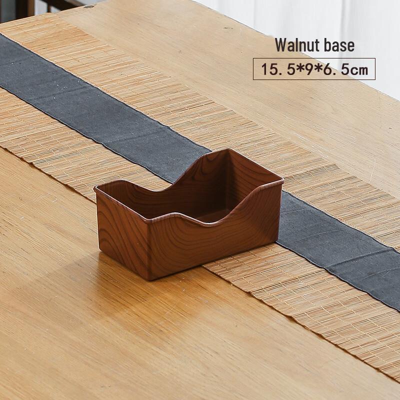 Japanese Style Wood Grain Snack Plates with Walnut Base (10-Pack)