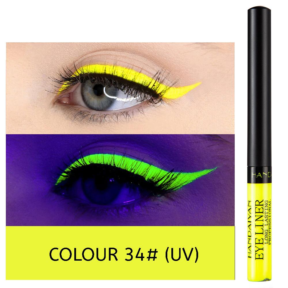 34-color Matte Quick-drying Long-lasting Non-bleeding UV Fluorescent Colored Eyeliner Liquid Pen