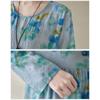 Cotton Linen Swing Long Dress Female Spring and Summer New Loose Thin Temperament Literary Retro Printing Long-sleeved Dresses