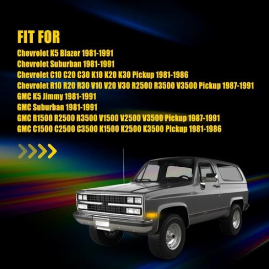 LED Front Side Marker Light For 81-91 Chevrolet Chevy GMC C10 C20 C30 Blazer C/K