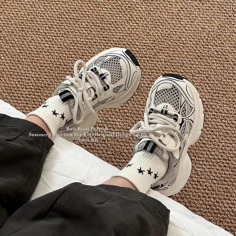 

Children s sports shoes Girls dad shoes 2025 new spring and autumn casual mesh older children s light running boys shoes 37 inner length 23cm