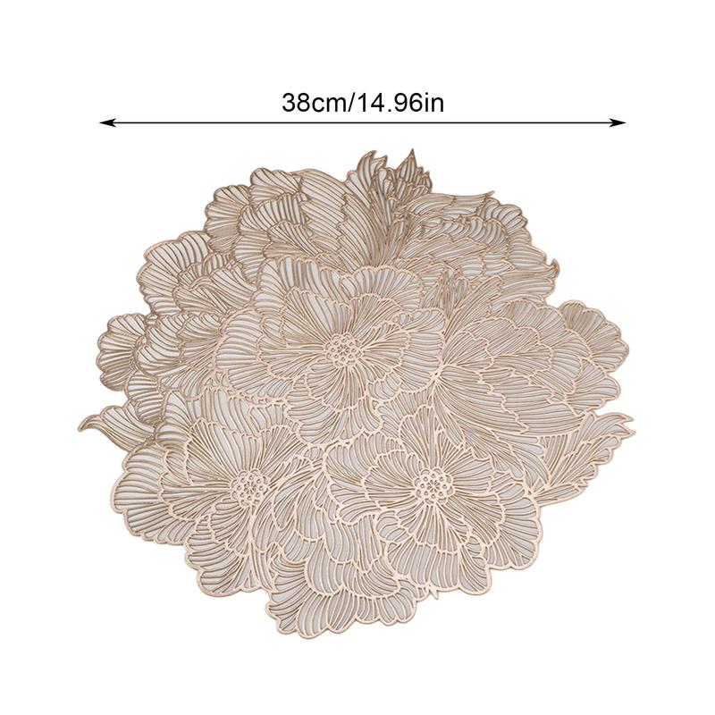 Placemat Elegant Tablemat Flower Shape Placemats PVC Waterproof Place Mat for Kitchen Dining Table Holiday Wedding Party