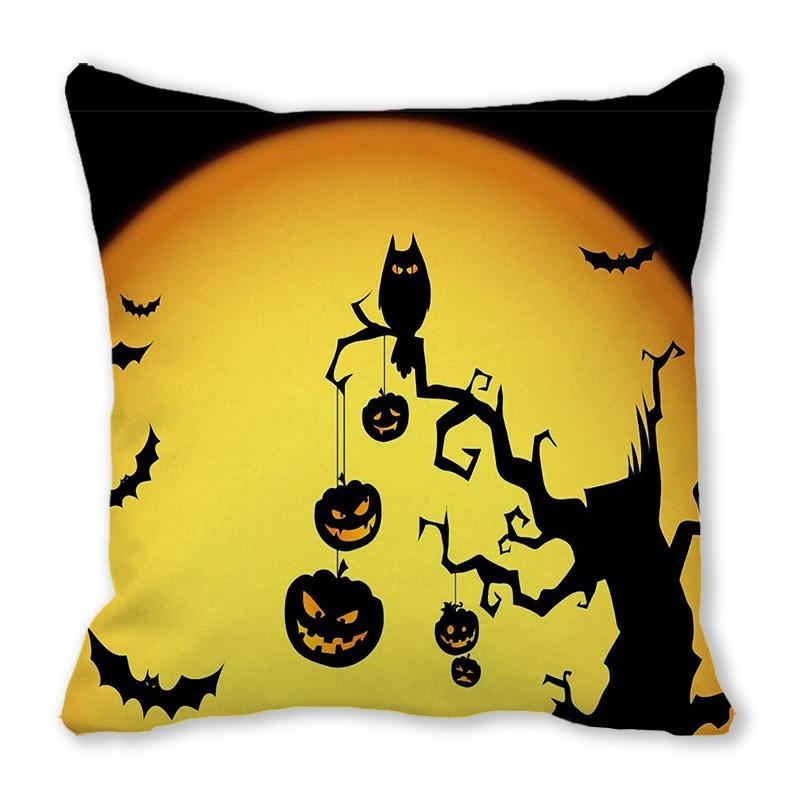Home Decor Happy Halloween Cushion Cover Pumpkin Print Decorative Pillowcase Demon Cushion Cover 45x45cm Funda De Almohada