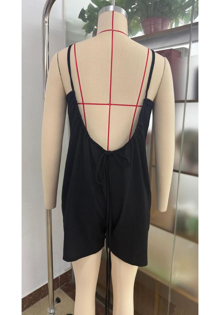 Summer 2026 Women's Linen Shorts Jumpsuit - One-Piece Romper for Beach Vacations