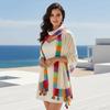 Rainbow-Border Summer Shawl Tasseled Beach Wrap Neck Wrap Sunscreen Sarong  Fashionistas