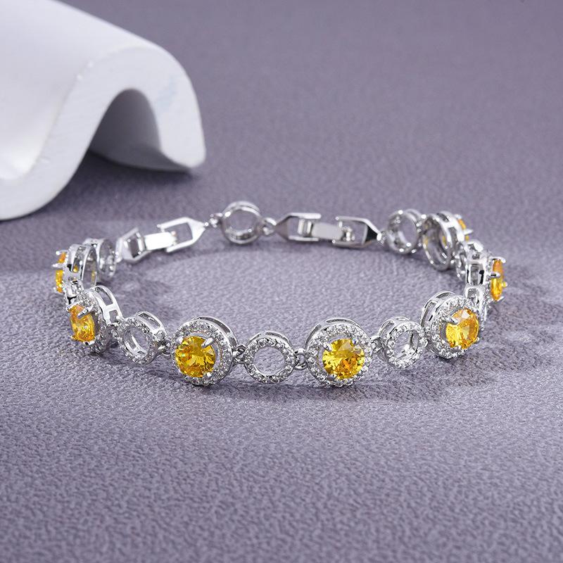Popular Jewelry Accessories Colored Zircon Jewelry Bracelet Brass Plated Platinum Handmade
