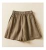 Plus Size Retro Solid Color Cotton Wide Leg Capris - Casual Linen Shorts for Women
