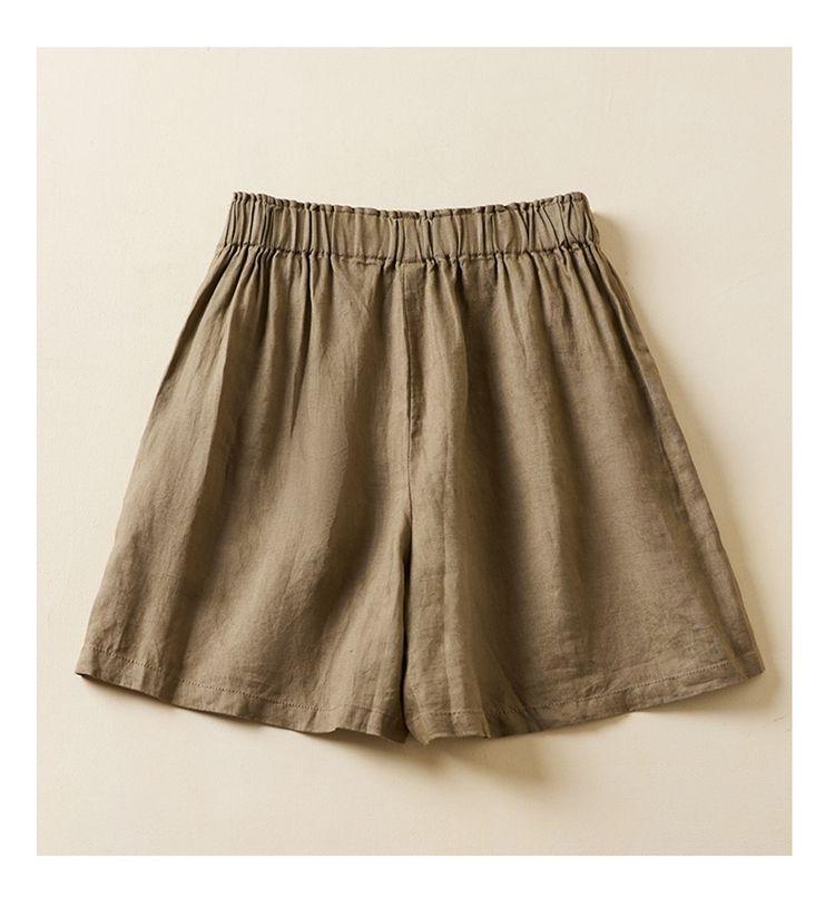 Plus Size Retro Solid Color Cotton Wide Leg Capris - Casual Linen Shorts for Women
