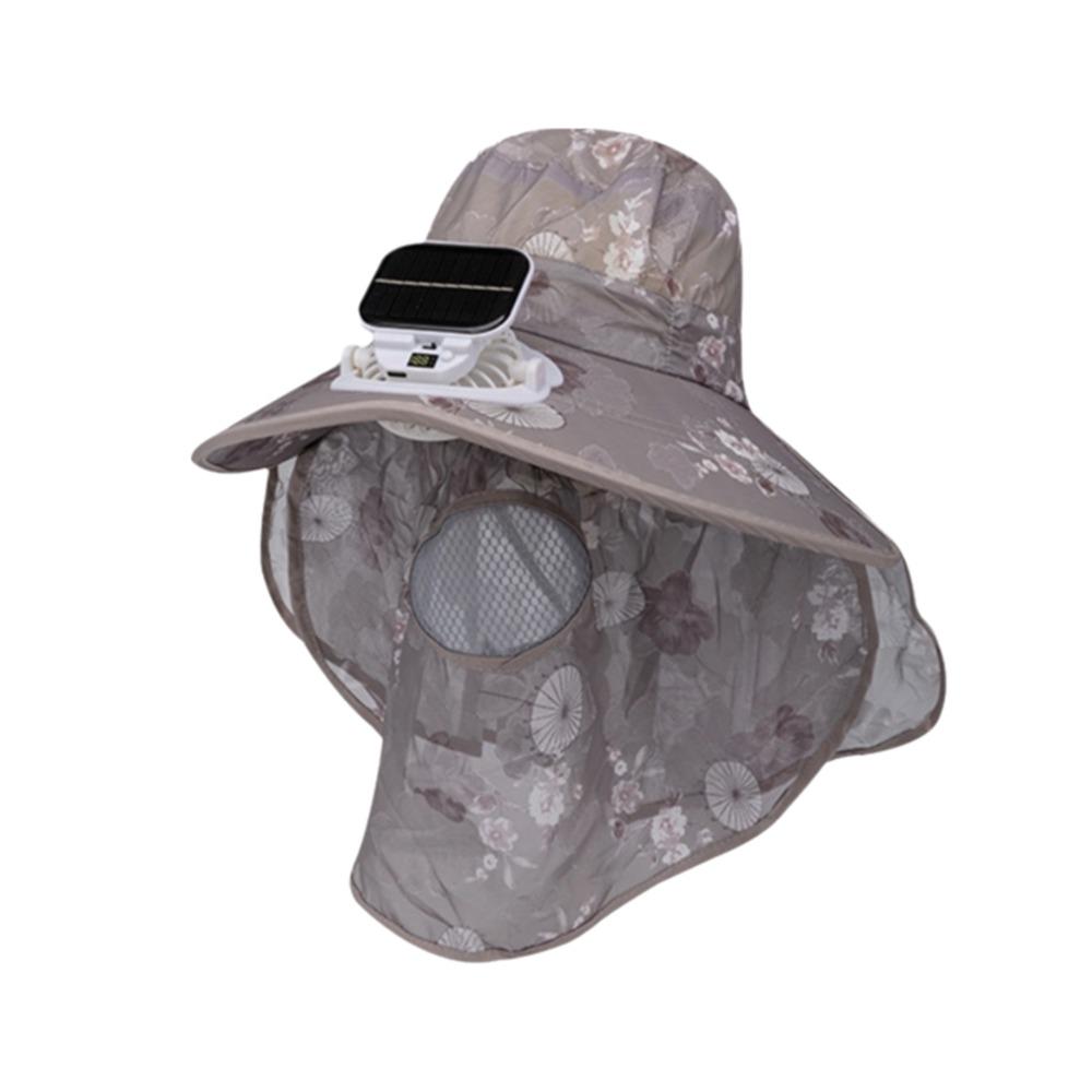 Digital Display Screen Solar Fan Visor Hat Breathable Mesh Women's Picking Tea Hat  Tea Picking