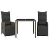 VidaXL Ensemble de bistro de jardin 3 pcs coussins gris poly rotin 3277165