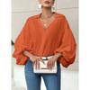 Elegante Blusa da Donna a Pois Larga con Scollo Semiaperto Top Casual a Maniche Lunghe Scollo a V Primavera Autunno Stampata Dolci Camicie Semplici da Ufficio per Signore