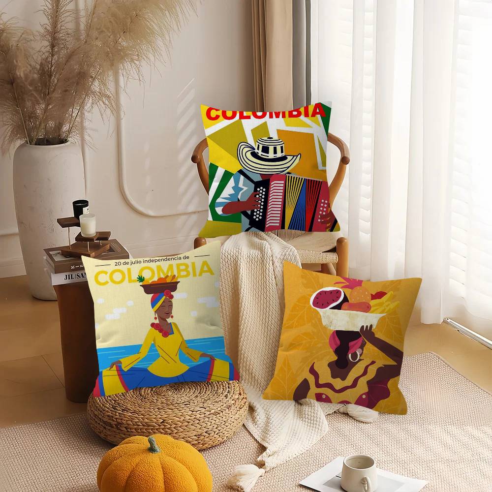 Vintage Landscape Colombia Pillowcase Toon Gift Cushion Cover Bedroom Home Sofa Chair Seat Decor Pillow Case