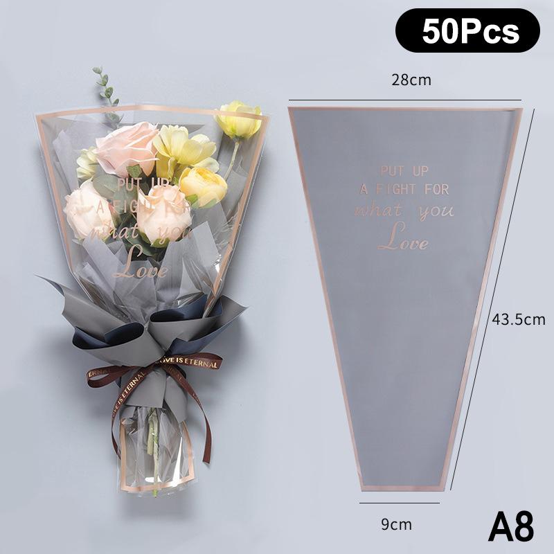 20/30/50Pcs Colorful Flower Wrappers Transparent Bag For Bouquet Flower Wrapper Waterproof Diy Gift Flower Decoration