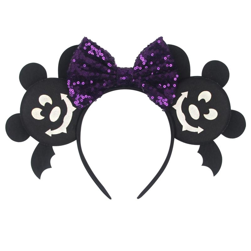 Halloween Mouse Ears Headband Sequins Bow Hairband For Women Featival Party DIY Hair Accessories Boutique