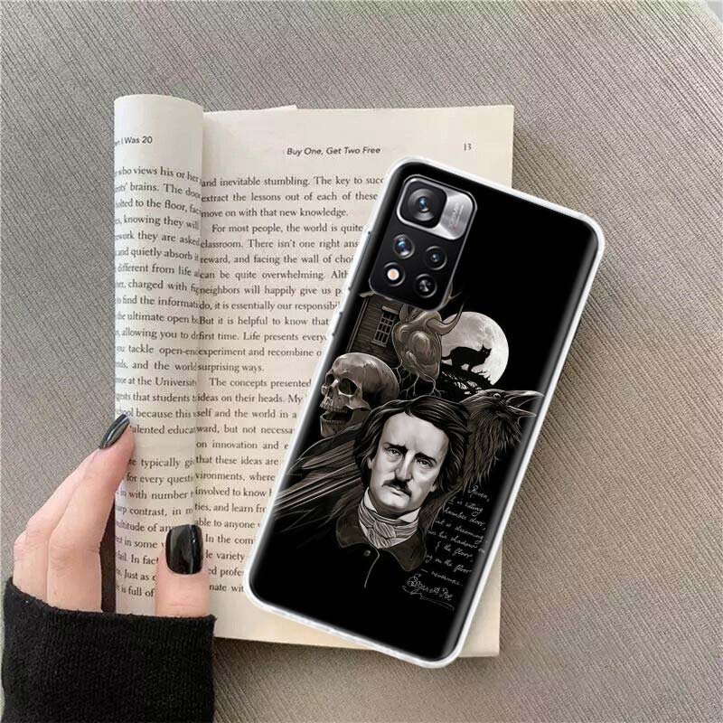 Edgar Allan Poe Phone Case For Redmi Note 13 12 Pro Plus 14 15 Pro 5G 11 11T 11E 11S 10 Pro 10S 9 9S Cover Cell Clear TPU Capa C