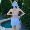Bikini Three-piece New Blue and White Striped Beautiful Girl Sweet Cover Meat Thin Seaside Vacation Split Swimsuit