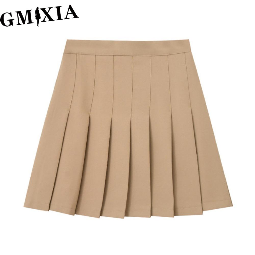 

GMXIA Женская Модная Повседневная Однотонная Юбка с Принтом на Лето Весну M хаки