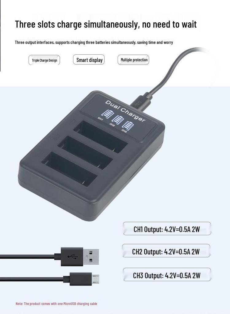 SJCAM SJ6 LEGEND Triple Battery USB Charger for Action Cameras