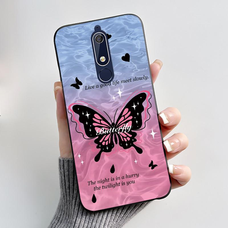 Custodia carina per Nokia 5.1/Nokia 5.1 Plus/Nokia X5/Nokia 5 Cover Shell Stampata Cover Protettiva Silicone Morbido Cartone Animato Nera