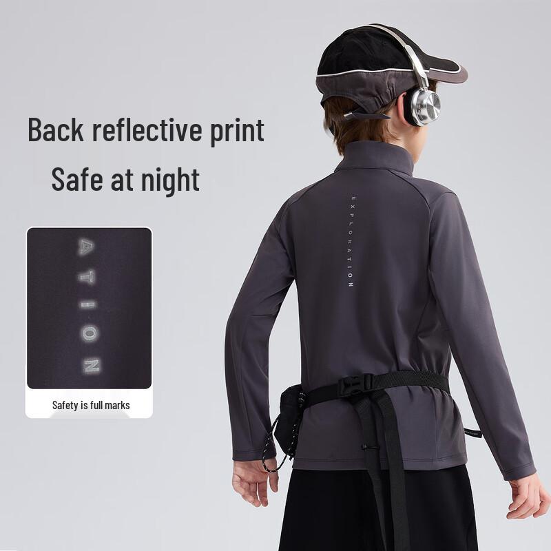 ASK JUNIOR Boys  Double-Sided Brushed Half-Zip Long-Sleeve T-Shirt 160