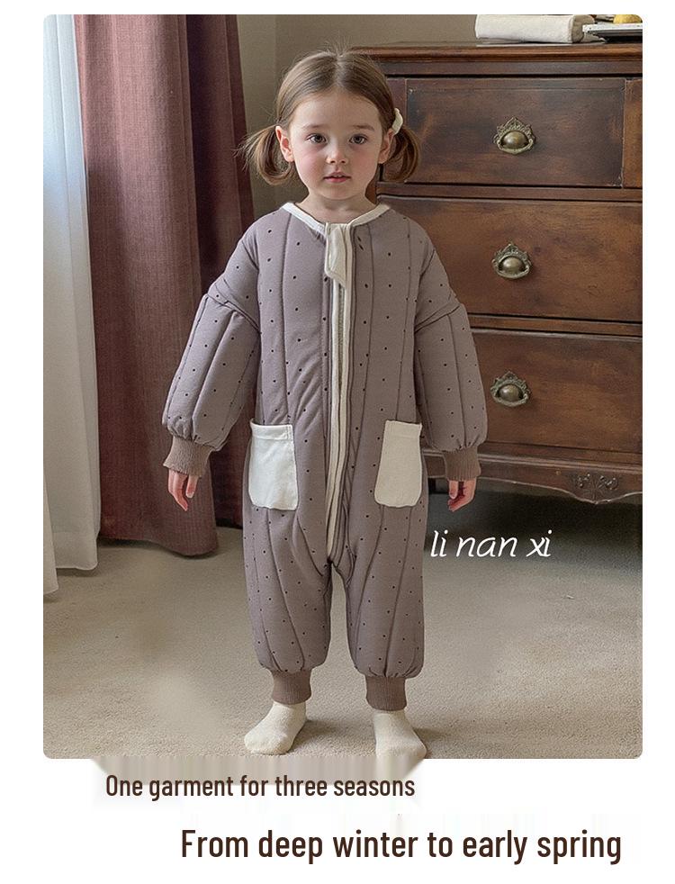 Quilted Cotton Baby Romper for Crawling Toddlers - Thick, Warm, Autumn/Winter Wear