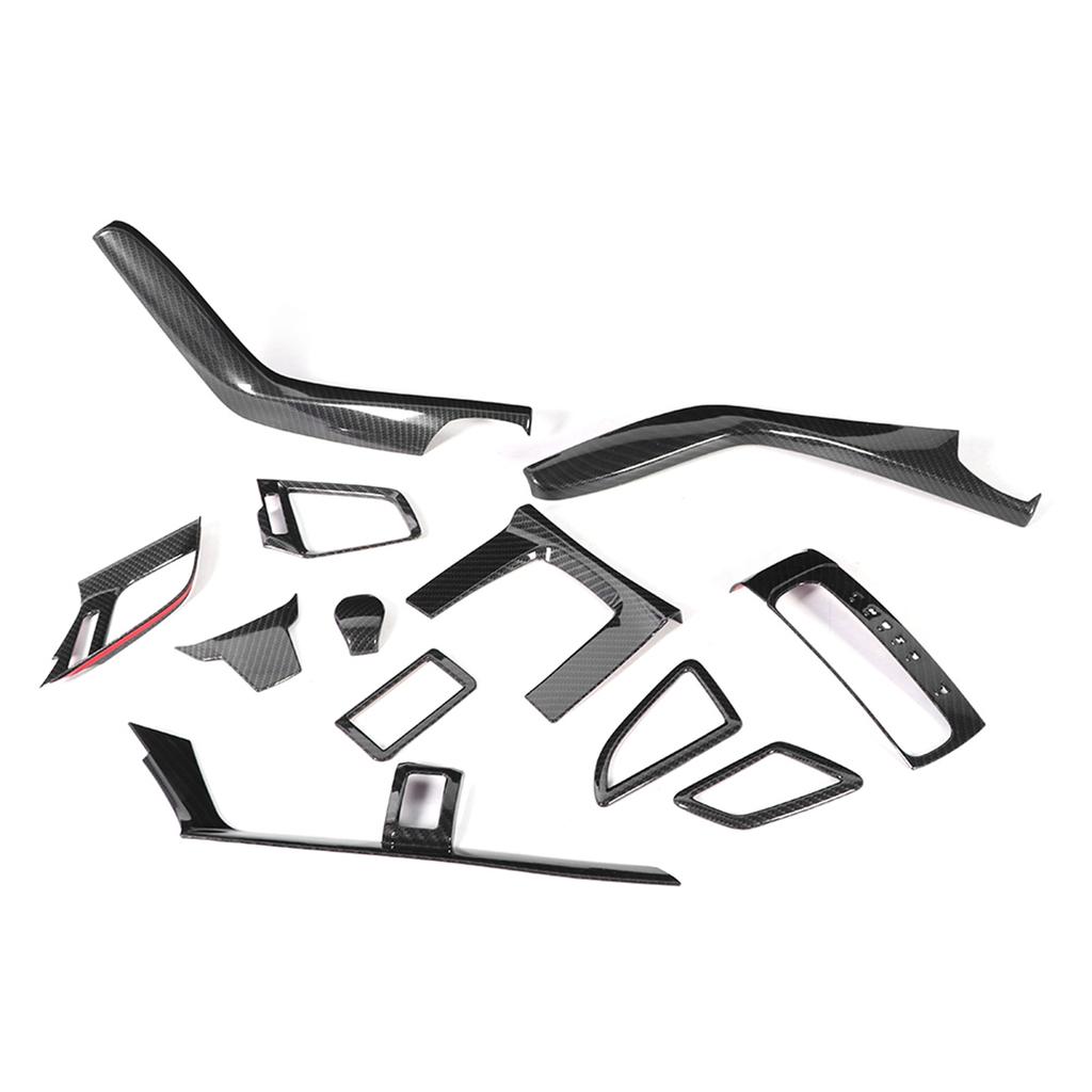 12PcsSet Central Control Decoration Kit Carbon Fiber Pattern Gear Knob Trim Air Outlet Cover Fit