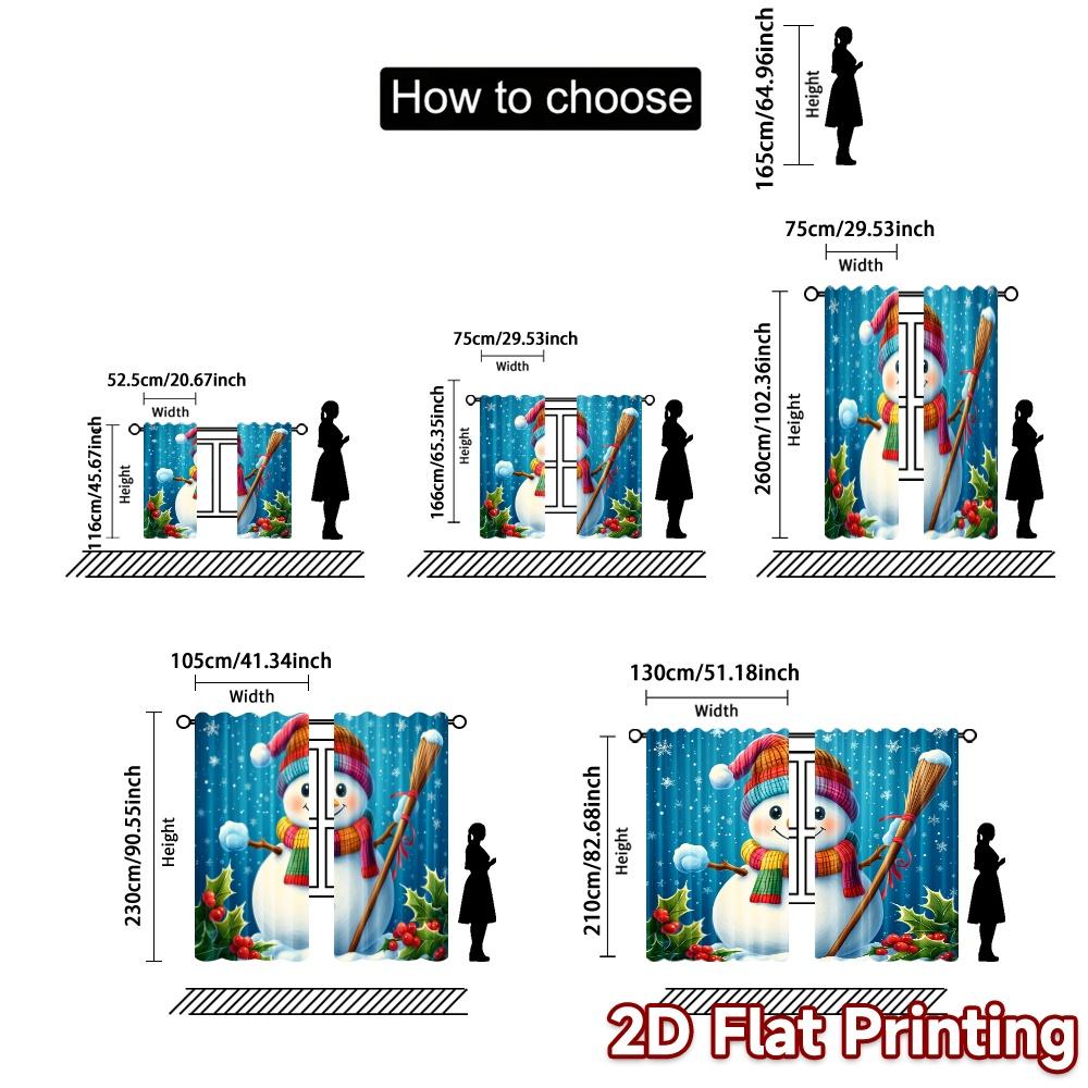 2pcs,Curtains Cute Snowman Christmas Winter_a (2) Popular Creative Curtains Polyester Curtains Thermal Insulation, and Room