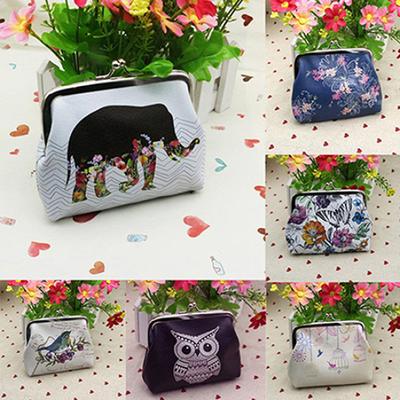 Eulen-Blumen-Elefant-Kartenetui, Mini-Clutch, Handtasche, Geldbörse, Taschen, Geldbörse