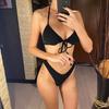 Sexy bikiny s ramínky na krk, brazilské, s pasem a pasem, dámské plavky, dvoudílná sada bikin, plavky