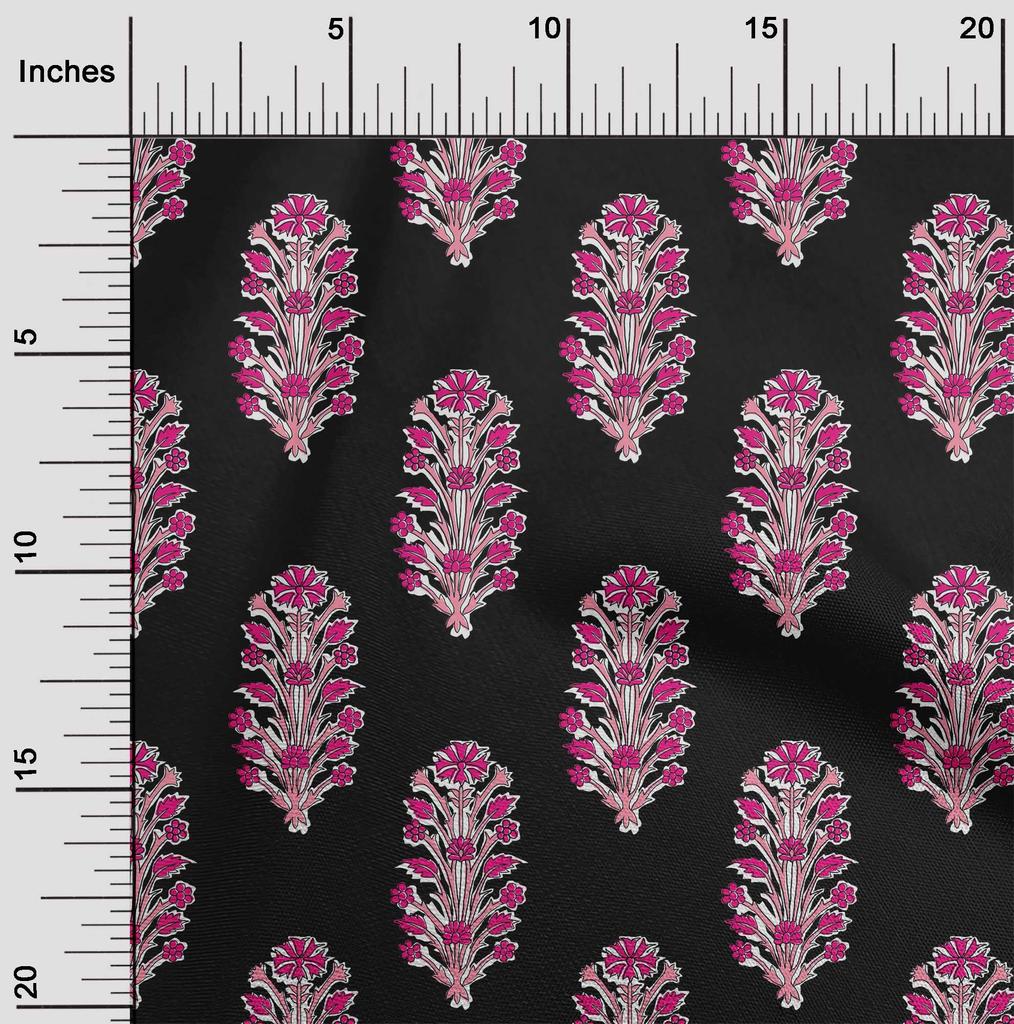 oneOone Cotton Flex Fabric Leaves & Floral Block Print Fabric By The Yard 40 Inch