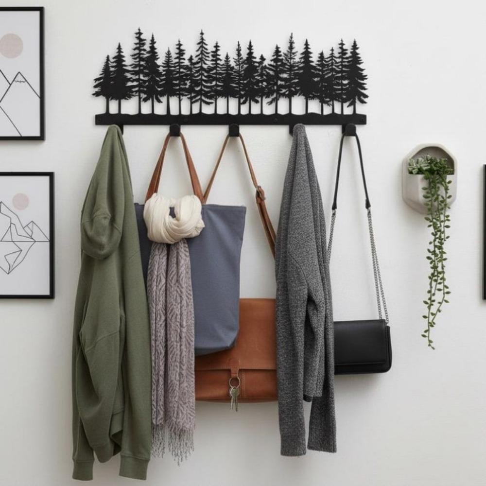 

Metal Tree Wall Hook, 5-Branch Coat Rack, Forest Lodge Entryway Organizer, Nature Inspired Rustic Decor 16'' золотой