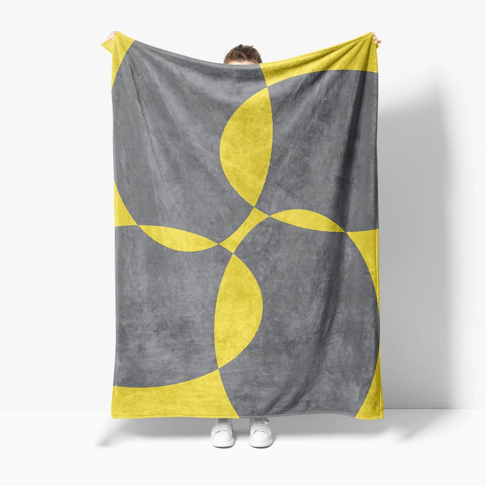 Soft Cozy Geometric Circles Sofa Bed Throw Blanket Grey Cushion Pillow Decorative Bed Cover Gift 75x100cm (30x40inch)