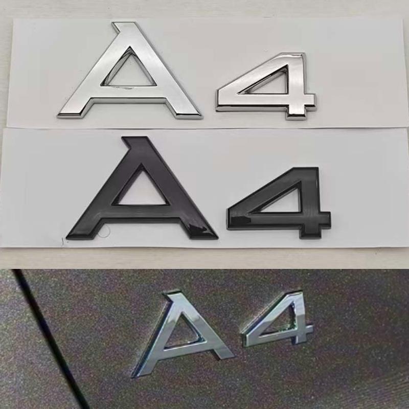 3D ABS Chrome Black Car Letters A4 A6 Logo Rear Trunk Badge Sticker Decals For Audi A4 A6 Auto Tail Marking Accessories