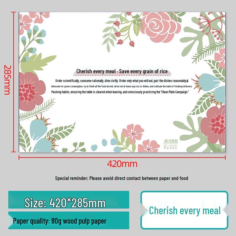 Disposable Wash-Free Paper Dining Table Mat for Restaurants and Cafes