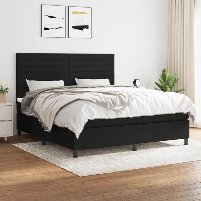 Maison Exclusive - Rete a doghe per letto con materasso Nero 160x200 cm Tessuto