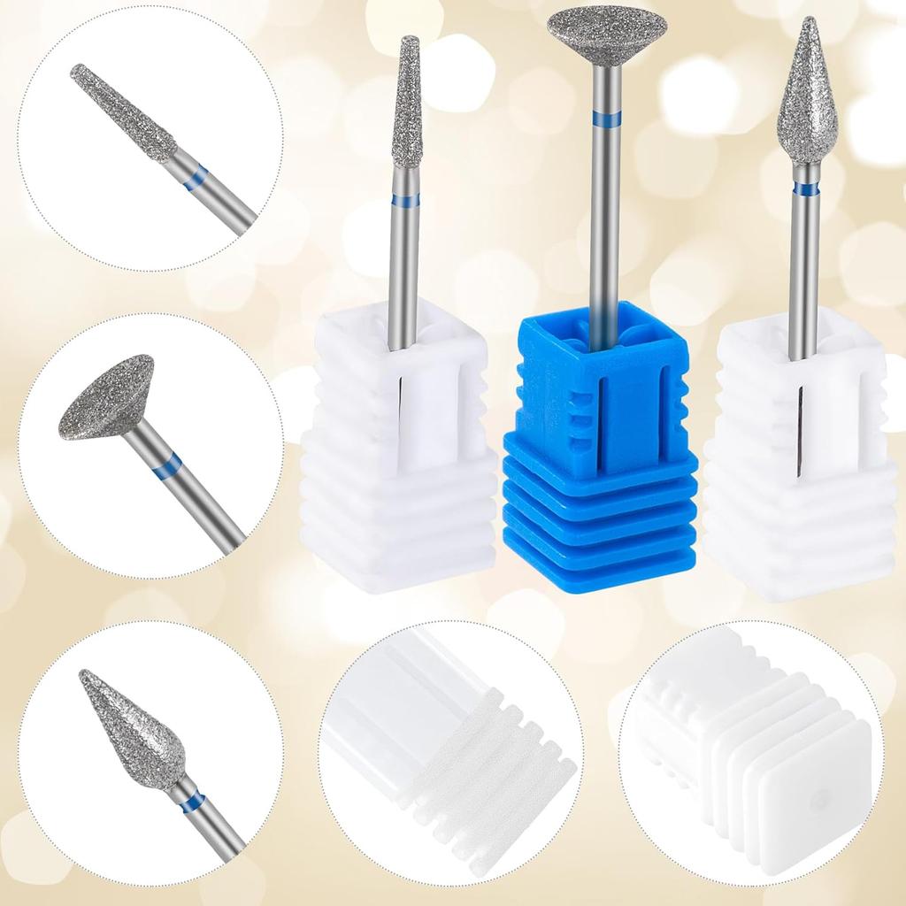 3 Pcs Nail Drill Bits, Cuticle Bit for Nail Drill, Diamond Nail Drill Bits for Nail Art, Dead Skin, Nail Polishing